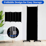 Room Divider 6FT Room Partition with Lockable Wheels, (Thicked Metal Base) Room Dividers, Freestanding Indoor Folding Privacy Screens, Portable Fabric Wall Divider for (Black, 132"- 6 Panel) JVVMNJLK