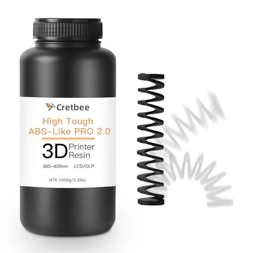 Cretbee 3D Printer Resin, ABS-Like Pro 2 Flexible 3D Printing Resin, Enhanced Strength and Toughness 405nm Low Odor Photopolymer Resin for DLP/LCD 3D Printers (Black, 1000g)