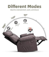 GarveeHome Oversized Leather Recliner Chair - Heat and Massage, Swivel Rocker Manual Recliner for Adults, Lazy Rocking Chair with Comfort Arms and Back Single Sofa for Living Room
