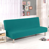 Stretch Futon Cover Armless Sofa Slipcover Foldable Sofa Bed Covers with Elastic Band, Machine Washable (Peacock Blue) Generic