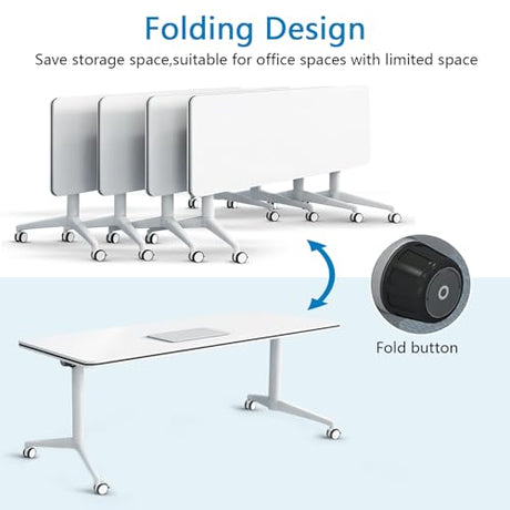 QXYXSM 9FT Conference Table, Conference Room Table Large Rectangle Folding Conference Tables for Office Meeting Conference Room Classroom (9FT) QXYXSM