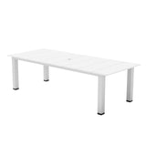 LOUNZY 75.2" HDPE Rectangle Outdoor Dining Table for 8, Oversized Patio Dining Table w/ 2" Umbrella Hole,White LOUNZY