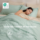 Bedsure Queen Comforter Set - 7 Pieces Sage Green Queen Bedding Set for All Seasons, Boho Contrasting Design Bed in a Bag with Comforter, Sheets, Pillowcases & Shams Bedsure