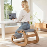 TinyHaven Ergonomic Kneeling Chair with Wooden Frame - Adjustable Height Office Chair with Soft Padding for Back Pain Relief, Posture Correcting Home & Office Desk Chair Wood TinyHaven