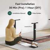FEZIBO 63" x 55"L Shaped Standing Desk Adjustable Height, 63 Inch Electric Stand up Corner Computer Desk, Sit Stand Home Office Desk with Splice Board, Black Frame/Black Walnut Top FEZIBO