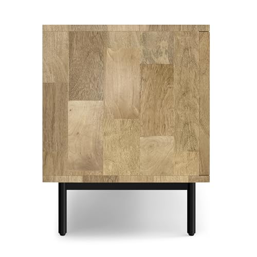 SIMPLIHOME Reeves Solid Mango Wood Wide Media Stand for TVs up to 65 inches for The Living Room and Entertainment Center, 60 inch, Natural SIMPLIHOME