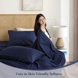 Dreava Twin Sheet Set 3 Piece, 16'' Deep Pocket Fitted Sheets Soft Breathable Microfiber Bed Sheets Luxury Hotel Bedding with Pillowcse Cooling, Wrinkle Free, Oeko-Tex Certified Bedsheets，Navy Blue Dreava