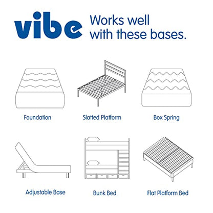 Vibe Quilted Hybrid Mattress, 12-Inch Innerspring and Pillow Top Gel Memory Foam Mattress, Fiberglass Free, CertiPUR-US Certified Bed in a Box, King, White