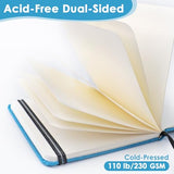 Funto Watercolor Journal, Square, 5.5x5.5, Portable 2-Pack, 48 Pages Each, Blue Cover, 110lb/230gsm, Art Supplies for Mixed Media Funto