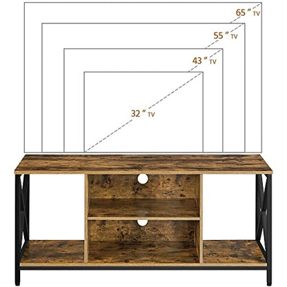 Yaheetech TV Stand for TV up to 65 inch TV Console Table, 55" Industrial TV Cabinet with Storage Shelves for Living Room, Modern Style Entertainment Center for Gaming Room, Rustic Brown