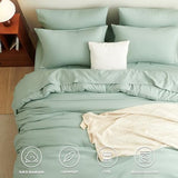 CozyLux Queen Comforter Set Sage Green, 7 Pieces Bed in a Bag Queen Comforter Set with Sheets, Luxury Soft Bedding Sets with Down Alternative Comforter, Fitted Sheet, Flat Sheet, Pillowcases & Shams CozyLux