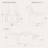 Watson & Whitely Genuine Leather Electric Recliner Chairs for Adults, Lay Flat Recliner with Power Headrest & Chargers for Living Room, Cream