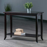 Winsome Genoa Console Table with Glass Top and Shelf, 40-Inch, Espresso, for Living Room, Hallway, or Entryway Winsome