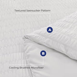 HYMOKEGE White Full Size Comforter Sets Seersucker 7 Pieces, All Season Luxury Bed in a Bag for Bedroom, Bedding Set with Comforters, Sheets, Pillowcases & Shams HYMOKEGE