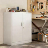 TaskStorz Metal Garage Storage Cabinets，36" Steel File Cabinet with 2 Adjustable Shelves, Lockable Storage Cabinets for Office, Home, Garage, Warehouse 36" H x 32" W x 16" D (White) TaskStorz