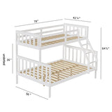 JOYMOR Convertible Twin Over Full Bunk Bed Frame – Space-Saving Solid Wood Design with Ladder and Guard Rail for Kids and Teens JOYMOR