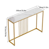 Wisfor Sintered Stone Console Table: White Entryway Table with Golden Frame - Modern Narrow Table Behind Sofa - Long Table for Hallway Foyer, 39.4x11.8x30.9 inch Wisfor