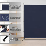 SIMFLAG 6FT Single Panel Room Divider with Wheels,Rolling Fabric Room Dividers for Partition Privacy Screens,Freestanding Wall Divider for Home Office,Restaurant,Hospital(Blue) SIMFLAG