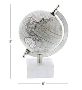 Deco 79 Marble Globe with Marble Base, 6" x 5" x 9", White Deco 79