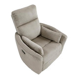 Lexicon Modern Swivel Glider Recliner Chair, Nursery Glider, Corduroy Fabric Upholstery Recliner with 2 Lumbar Pillows, Manual Reclining Sofa Chair for Living Room/Office/Apartment, Taupe Lexicon