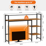 Snughome Desk Shelf, 38.6" Desktop Organizer Shelf, Desk Hutch for Computer Monitor, 4 Tier Desk Display Rack, Wood Desktop Bookshelf Storage Rack for Home Office Dorm, Rustic Brown Snughome