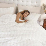 YIKUSH Full Comforter Set Fluffy White Full Size Bed Set Faux Rabbit Fur Fluffy Shaggy Furry Winter Bedding Ultra Soft Plush and Warm All Season 1 Comforter with 2 Pillow Cases (Full, White) YIKUSH