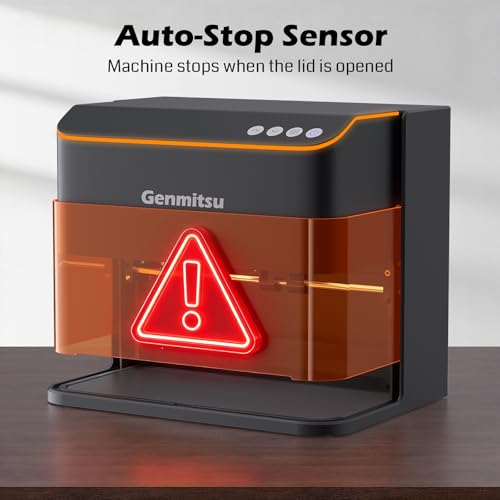 Genmitsu Kintix Laser Engraver 5W 5000mW, 90000mm/min Ultra Fast Galvo Laser with Auto-Lifting, 200x100mm Large Area for Jewelry, Metal, Wood, Compatible with LightBurn, APP Supported, Class 1 Safety Genmitsu
