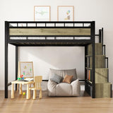 SDHYL Twin Size Loft Bed, with Storage Stairs & Drawers,Space-Saving Heavy-Duty Metal Bed Frame, No Box Spring Needed, Easy Assembly, Black SDHYL
