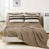 WONGS BEDDING Comforter Queen Size, Brown 7 Pieces Comforter for Queen Bed Striped Bed in a Bag Soft Bedding Comforter Set for All Season(90"×90") WONGS BEDDING