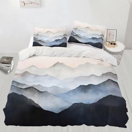 YFIOYI Landscape Comforter Set, Minimalist Bedding Set, Serene Decorative 3 Piece Bedding Set with 3 Pillow Shams, with Zipper（King Single） YFIOYI