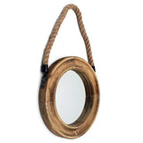 Funly mee Rustic Round Decorative Mirror with Solid Wood Frame&Rope Hanging,Farmhouse Antique Wall Decor(Small 9.9X9.9in) Funly mee