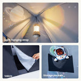 Tiny Land Space Galaxy Bed Tent for Kids – Sleep Bed Canopy with 9 Planets Design, Easy-to-Install Indoor Kids Play Tent, Imaginative Playhouse, Ideal Gift for Boys & Girls – 77" x 40" x 46"