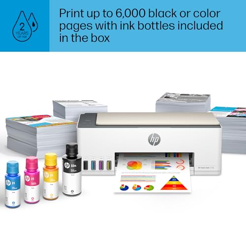 HP Smart Tank 5103 Wireless All-in-One Ink Tank Printer with 2 Years of Ink and 100sheets of Photo Paper Included, Print, scan, Copy, Best-for-Home, Refillable Ink Tank(5D1B2A)