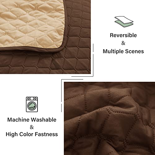 Exclusivo Mezcla Reversible Full Queen Quilt Bedding Set with Pillow Shams, Lightweight Quilts Queen Size, Soft Bedspreads Bed Coverlets for All Seasons - (Chocolate Brown, 90"x96") Exclusivo Mezcla