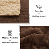 Exclusivo Mezcla Reversible Full Queen Quilt Bedding Set with Pillow Shams, Lightweight Quilts Queen Size, Soft Bedspreads Bed Coverlets for All Seasons - (Chocolate Brown, 90"x96") Exclusivo Mezcla