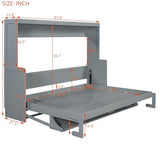 Merax Queen Horizontal Murphy Bed with Hydraulic Lift & Desk, Wood Grey Murphy Bed Cabinet Folding Murphy Chest Bed Queen Size Adults Murphy Bed Merax