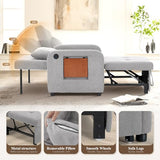 Convertible Sleeper Chair-Fabric Futon Sofa Bed, Single Sleeper Sofa, Small Couch Bed with USB Port, Foldable Table, Pillow, Adjustable Backrest for Dorm/Bedroom/College Lightgrey COLAMY