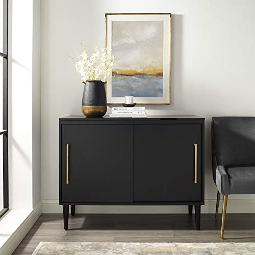 Crosley Furniture Everett Media Console and Record Player Stand with Storage for Vinyl Records, Matte Black Crosley Furniture