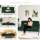 KOZIDO 8 Inches Futon Mattress Full Size, Extra Thick Futons Sofa Couch Bed with Strap Design, Japanese Floor Mattress for Adults, Folding Mattres Shredded Foam Filling (Frame Not Included), Green KOZIDO