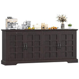 VVFLU 70" Sideboard Buffet Cabinet with Storage, Coffee Bar Cabinet with and 4 Doors, Long Wider Storage Cabinet Modern Farmhouse, Brown Wood, for Kitchen, Dining Room, Living Room VVFLU