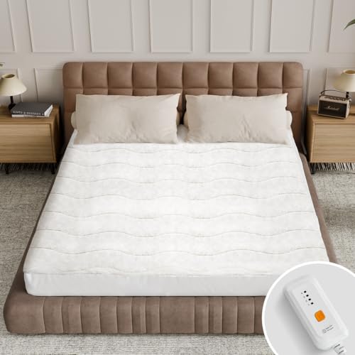 Templewet Heated Mattress Pad Twin Size - Single Control Electric Mattress Pad with 4 Heat Settings & 10 Hour Auto Off,Bed Warmer Mattress Cover 15" Deep Pocket,Machine Washable(White-Sherpa) Templewet