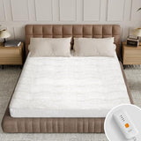 Templewet Heated Mattress Pad Twin Size - Single Control Electric Mattress Pad with 4 Heat Settings & 10 Hour Auto Off,Bed Warmer Mattress Cover 15" Deep Pocket,Machine Washable(White-Sherpa) Templewet