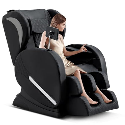 AVSAMOQ Massage Chair Full Body, Zero Gravity Massage Recliner with Air Pressure, 8 Fixed Points Massage Rollers, Heating, Foot Roller, LCD Screen Control, Home Office Use