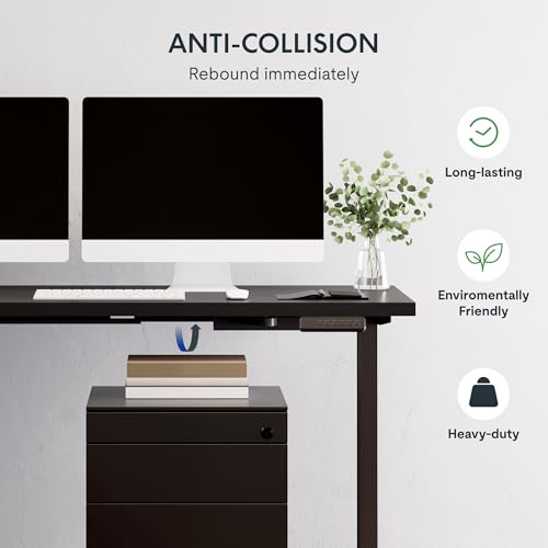 SANODESK Electric Height Adjustable 3-Leg L Shaped Standing Desk Frame, Support up to 220lbs, Sit Stand Ergonomic L Desk Frame Only, Black SANODESK