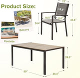 Homall Patio Dining Set 7 Pieces Outdoor Furniture Table and 6 Textilene Chairs, Light Grey Homall