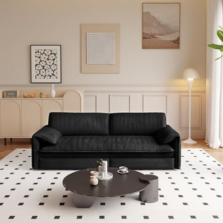 UPYOOE 63.8" Futon Sofa Bed Queen Size, Pull Out Bed, 3-in-1 Convertible Sleeper Sofa with Side Pocket, Modern Velvet Futon Couch for Living Room, Small Space, Apartment, Bedroom, Black UPYOOE