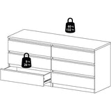 Tvilum Scottsdale 6 Drawer Double Dresser, White High Gloss Tvilum