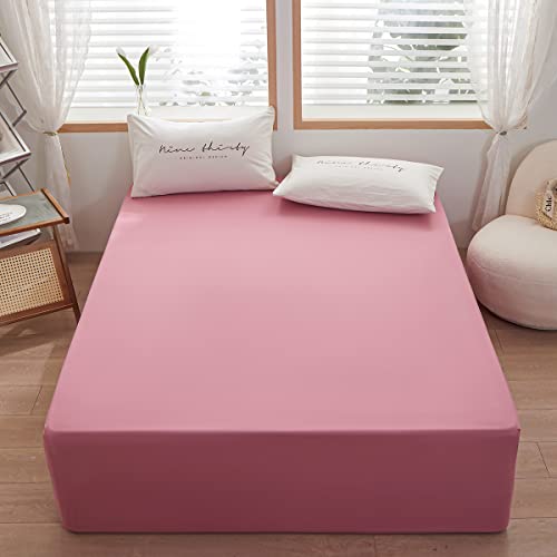 Bedding Twin Size Fitted Sheet Only - Deep Pocket - Fits 15inches Bed Matress Sheet- Bottom Sheet - Soft and Microfiber-Easy Care - Lotus Root Starch rushrushlulu