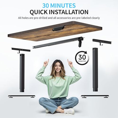 BIZUM Electric Standing Desk, 55" x 24" Height Adjustable Desk, Rustic Brown Sit to Stand Desk Memory Gaming Computer Workstation for Home Office BIZUM