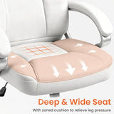 NEO CHAIR Office Desk Ergonomic Gaming Chair High Back Adjustable Computer Chair with Wheels and Lumbar Support Comfy Leather Executive Swivel (White) NEO CHAIR